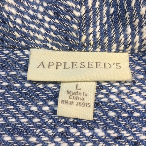 Appleseed’s blue woven open front jacket sz L - Picture 2 of 8